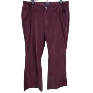 Lafayette 148 Burgundy Corduroy Pants Size 14 Pinwale Flare Leg